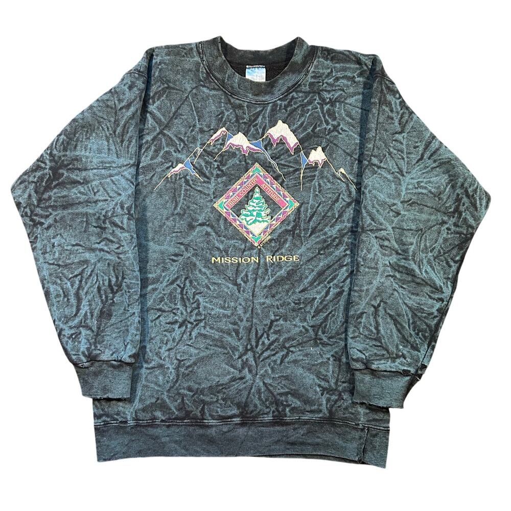 Vintage 90s Mission Ridge Ski Snowboard Mountain Crewneck Sweatshirt Mens Medium